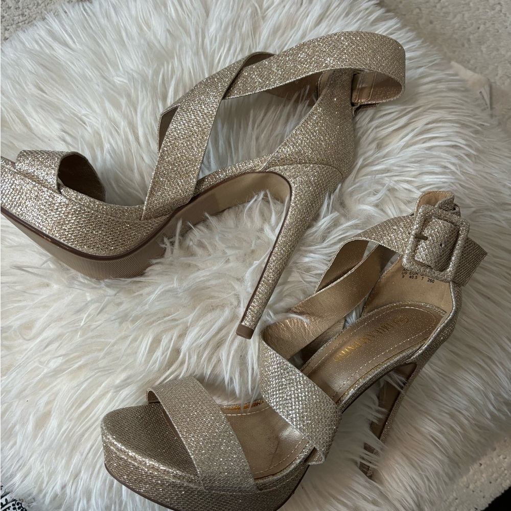 Dream pairs metallic champagne heels